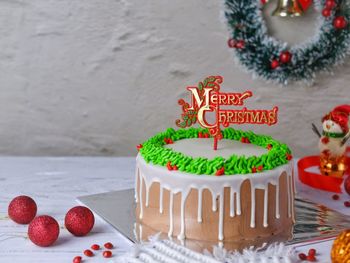 Close-up of dessert on table