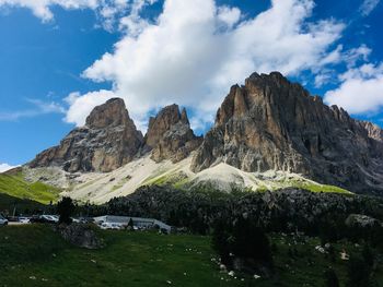 Panoramic view of landscape and mountains against sky