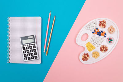 High angle view of breakfast on table