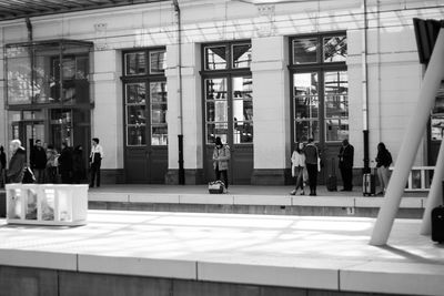 Group of people in front of building