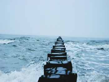 Scenic view of sea against clear sky