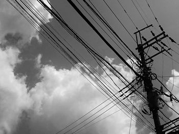 Low angle view of electricity pylon