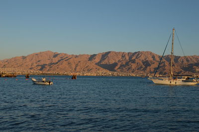 Scenic view of boats in sea