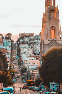 Low angle view of cityscape against sky