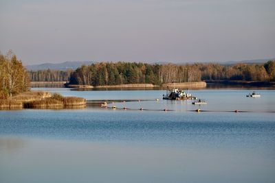 Scenic view of lake against clear sky