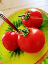 Close-up of cherry tomatoes on table