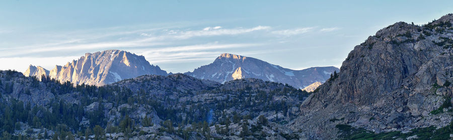 Panoramic view of mountain range against sky