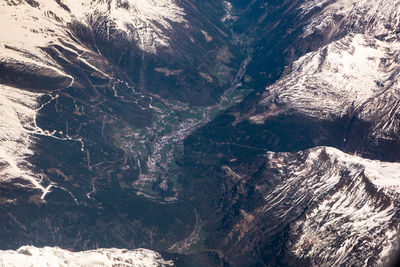 Aerial view of snowcapped mountains