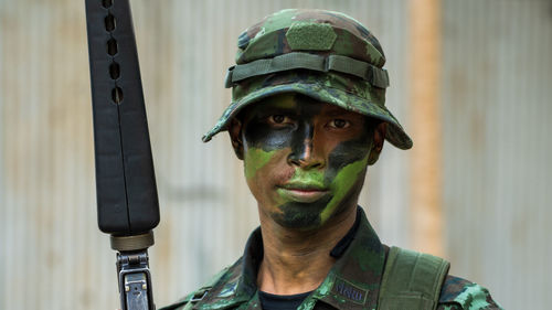 Portrait of man wearing mask