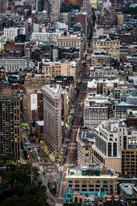 High angle view of buildings in city