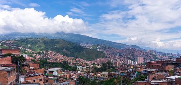 High angle view of townscape against sky