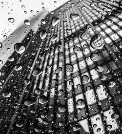 Full frame shot of raindrops on glass