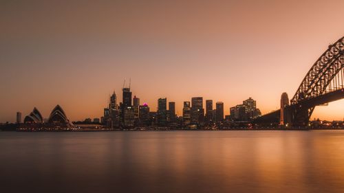 Illuminated buildings at waterfront