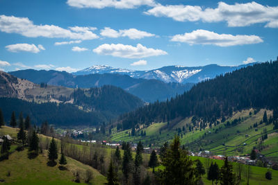 Panoramic view of landscape and mountains against sky