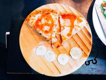 High angle view of breakfast on table