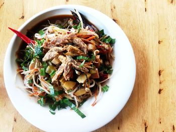 High angle view of meal served in plate