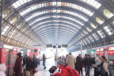 People waiting at railroad station