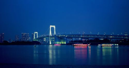 Illuminated city at waterfront