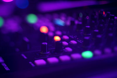 Close-up of sound mixer knobs