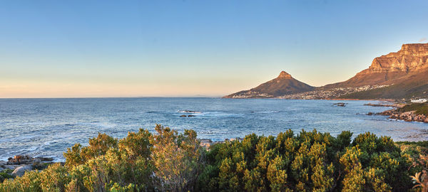 Scenic view of sea against clear sky