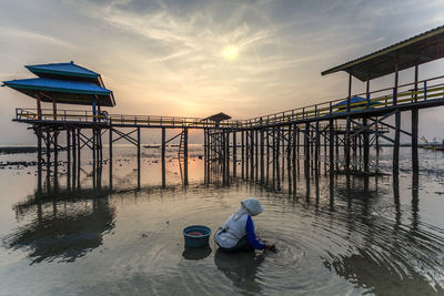 Kenjeran beach view in surabaya, indonesia