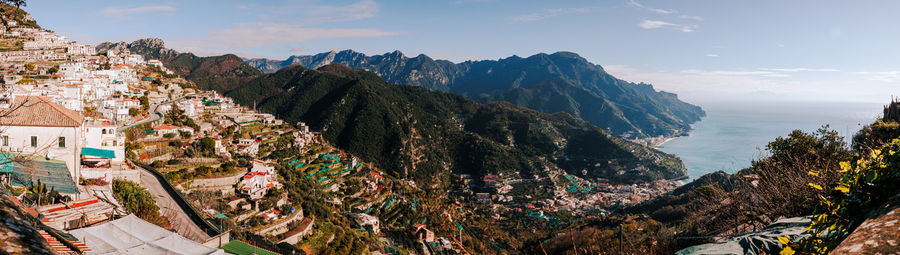 High angle view of townscape against sky