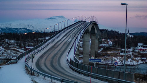 View of highway bridge at sunset