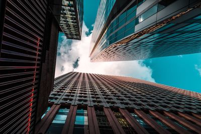 Low angle view of skyscrapers against sky