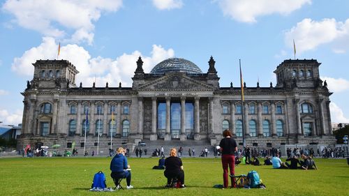 Rear view of woman against the reichstag