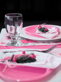 Close-up of drink served on table