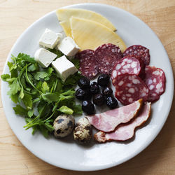 Directly above shot of breakfast served in plate