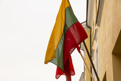 Low angle view of flag against white background