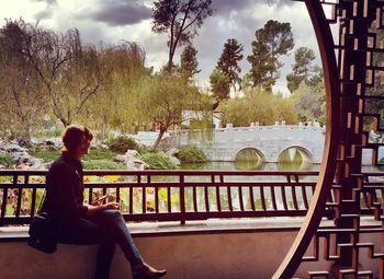 Woman sitting on bench