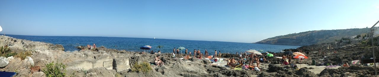 Scenic view of sea against clear sky