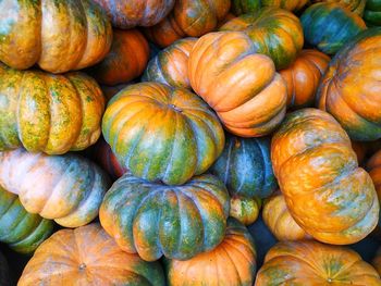 Full frame shot of pumpkins at market stall