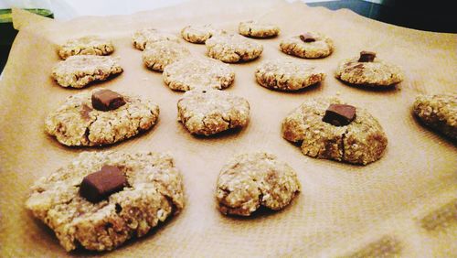 High angle view of cookies