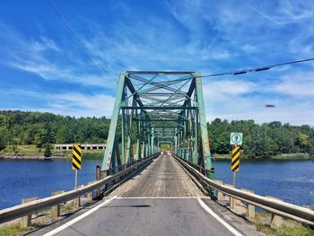 Suspension bridge over river