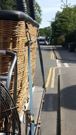 Close-up of bicycle on road