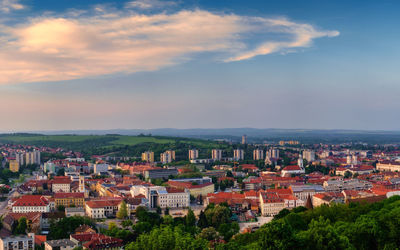 High angle view of townscape against sky