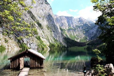 Scenic view of lake and mountains