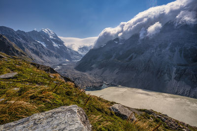 Scenic view of mountains against sky