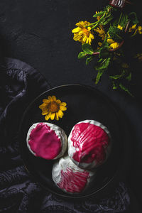 High angle view of flower bouquet