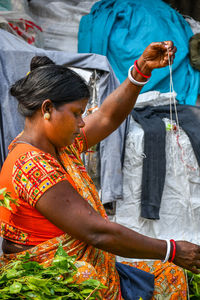 Woman holding umbrella