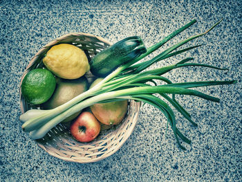 High angle view of fruits on table