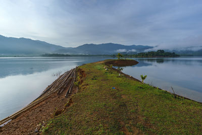 Scenic view of lake against sky