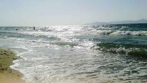 Scenic view of sea against clear sky