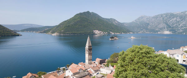 High angle view of buildings in city