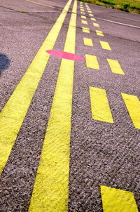 High angle view of markings on road