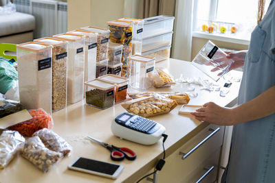 High angle view of food on table