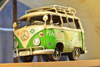 Close-up of toy car